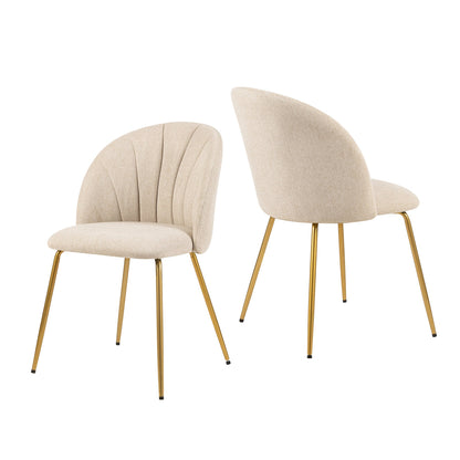 GIA Armless Mid Century Retro Velvet Fabric Dining Chairs, Beige