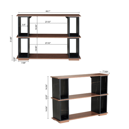 Living Room Table Set, Wood Coffee Table & Console Table & Brown Loveseat