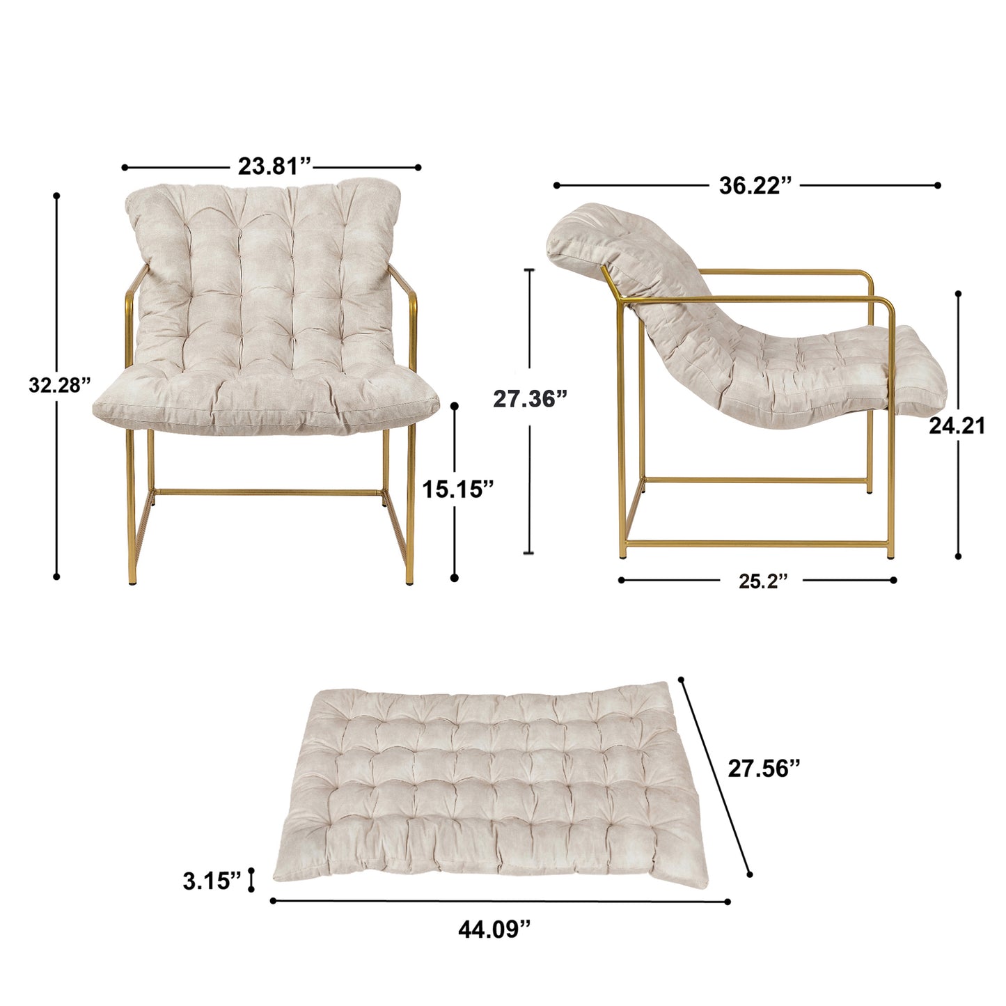 Beige Upholstered Armchair,Set of 1